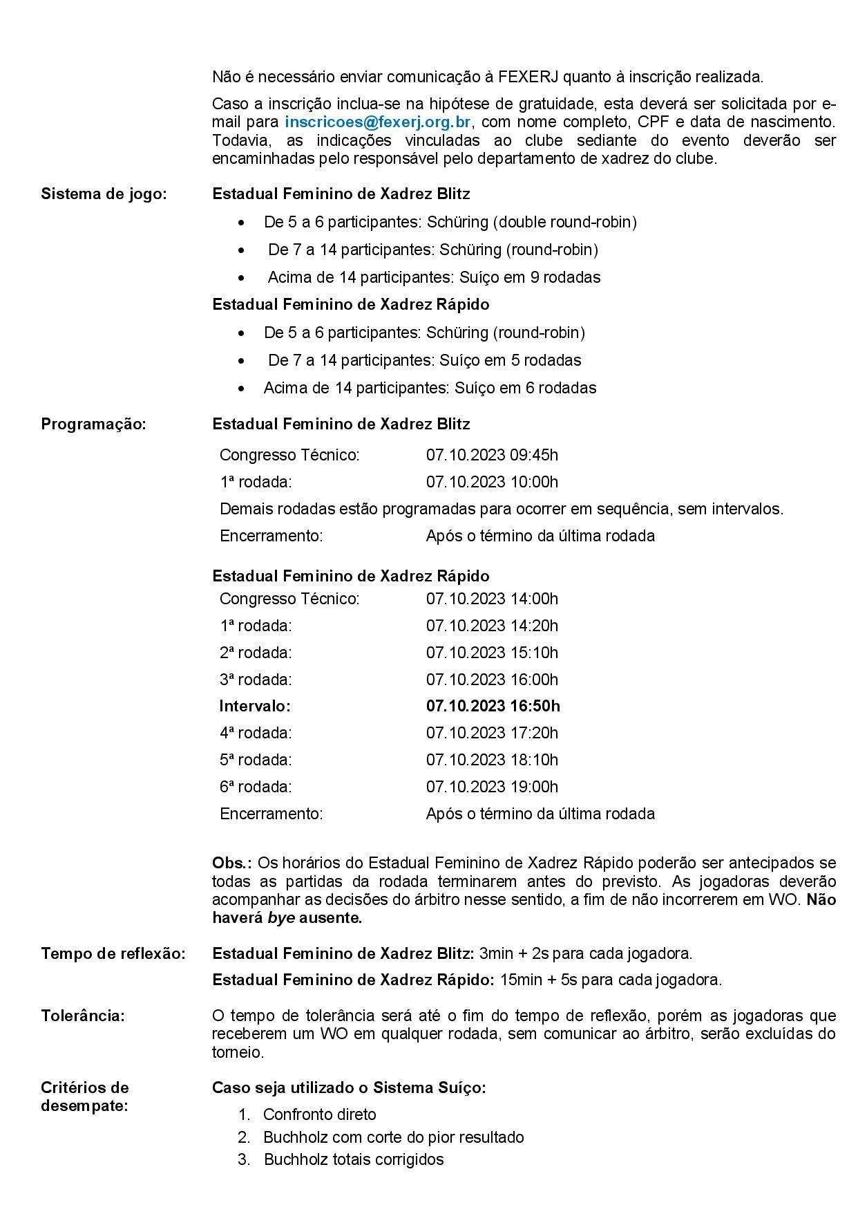 Campeonatos Estaduais Femininos de Xadrez Blitz e Rápido - 2023 em Rio de  Janeiro - Sympla